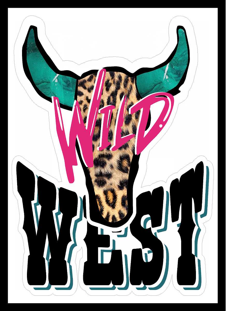 Leopard Bull Skull Wild West Vinyl Decal