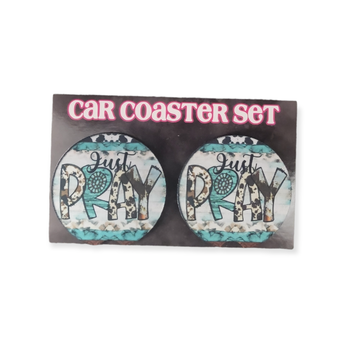 Western Just Pray Car Coasters