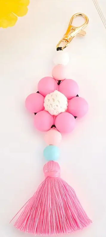 Chic Handmade Beaded Floral Tassel Keychain