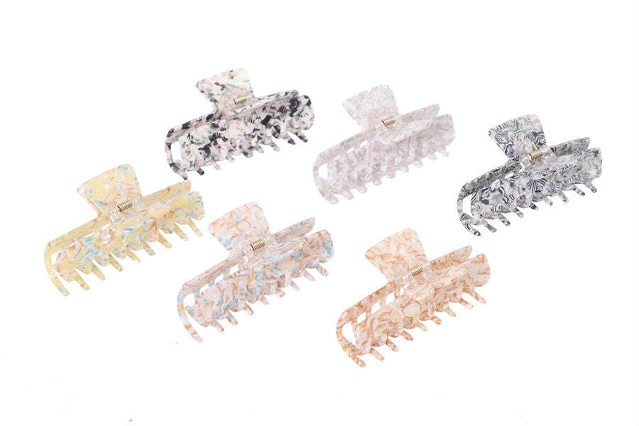 Black ,Green, Light Pink Floral Acrylic Hair Clip