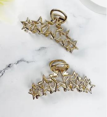 Gold Open Multi Star Hair Jaw Clip
