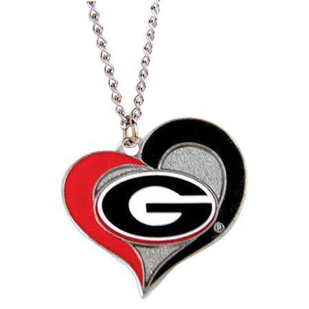 CleanLapsports NCAA Sports Team Logo Swirl Heart Necklace Charm Gift Set