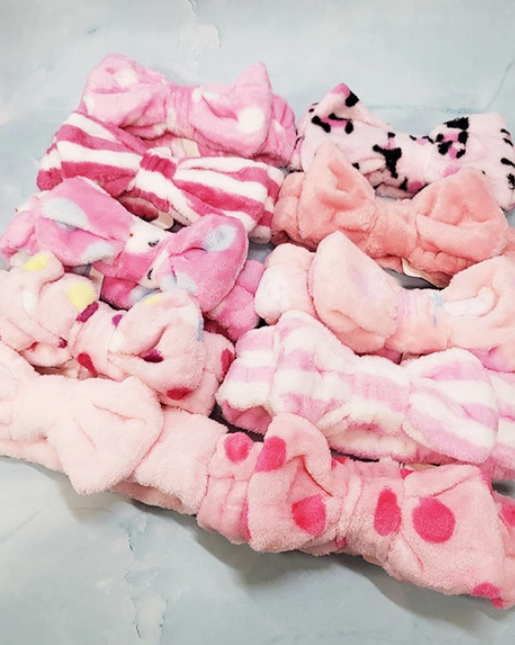 Mixed Pink Pattern Bow Spa Headband