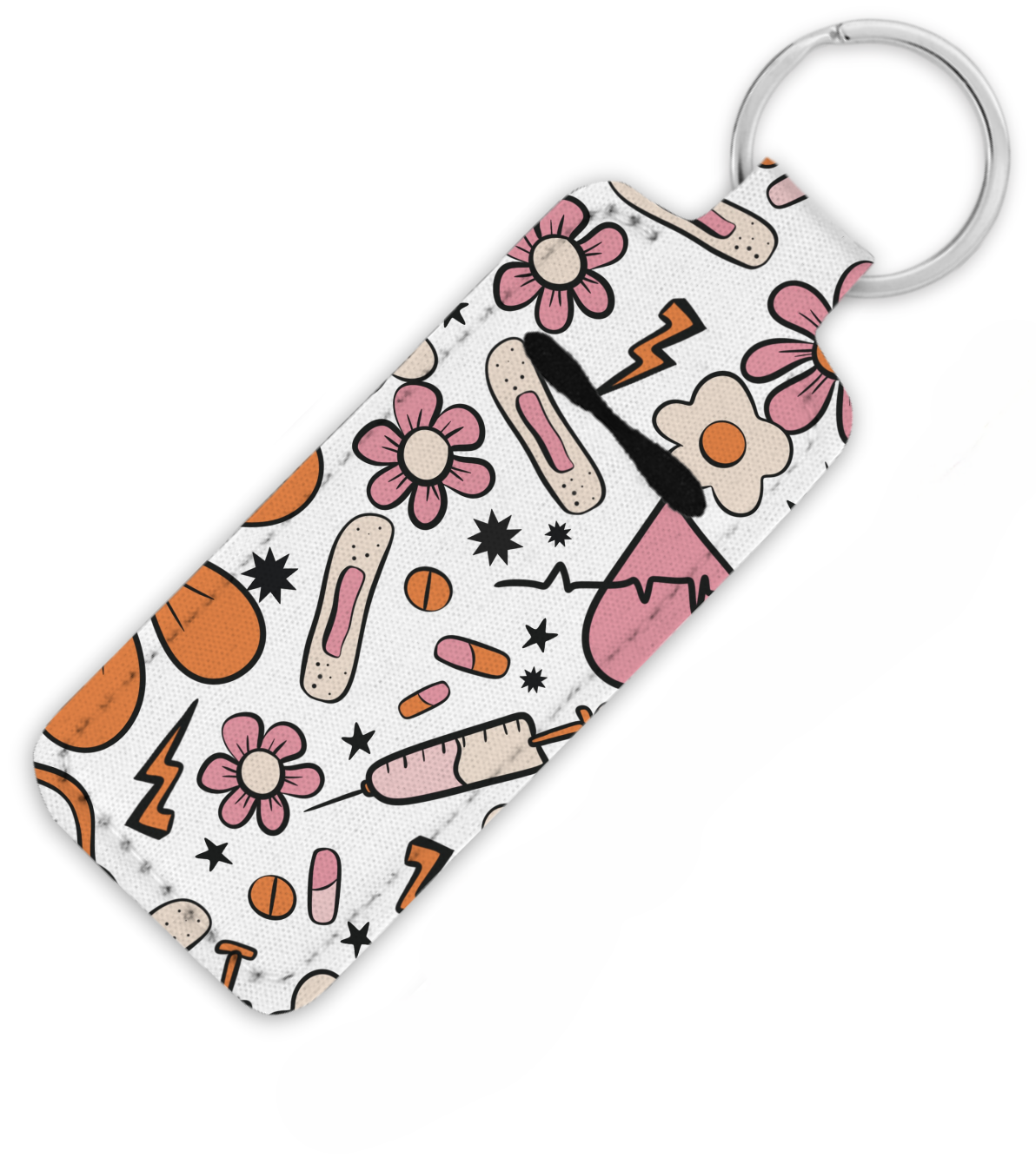 Retro Daisy Nurse Print Lip Balm Key Chain