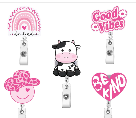Large Pink Cartoon Badge Reels