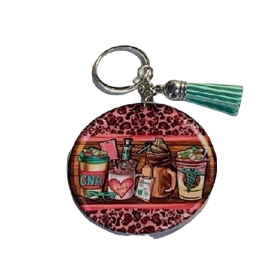 CNA Cup Of 4 Yummy Drinks Keychain with Tassel
