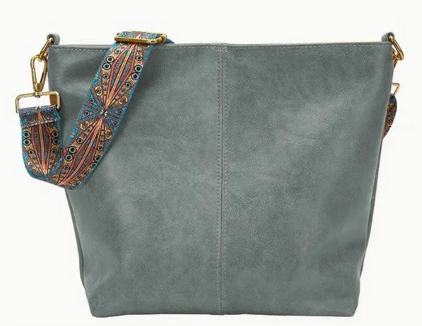 Gray Hobo Bag with Guitar Strap
