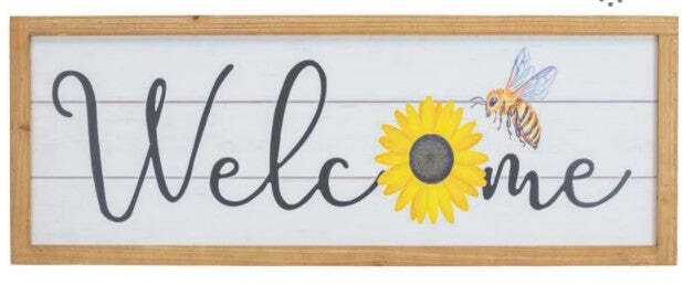 Daisy Bee Welcome Wood Hanger