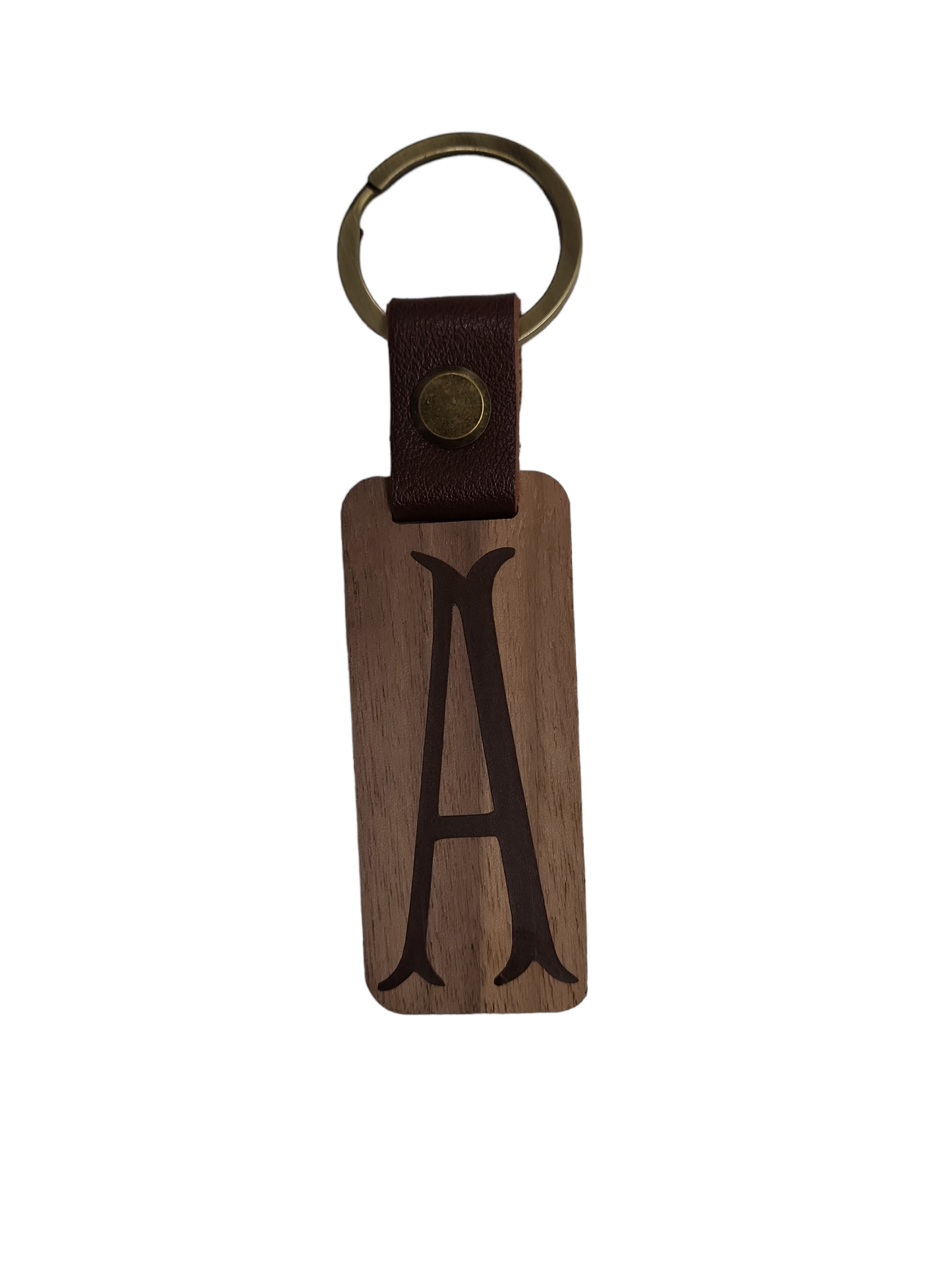 Brown Leather Rectangle Key Chain