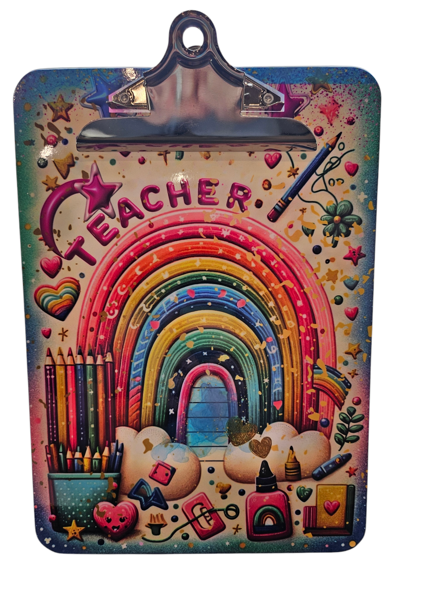 3D Inflated Teacher Rainbow Clip Board
