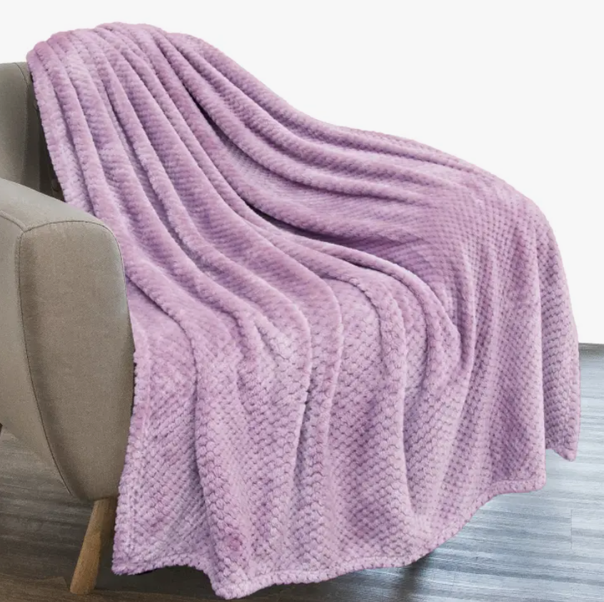 Lavender Waffle Textured Fleece Blanket 50" x 60"