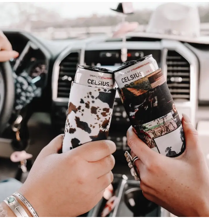 Mooving On Brown Cowhide Print Tall Coozie 2-Pack