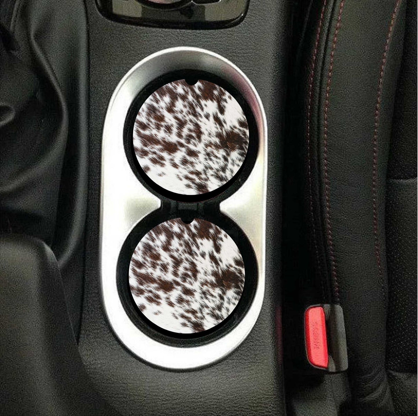 Cowhide Spotted Car Coasters