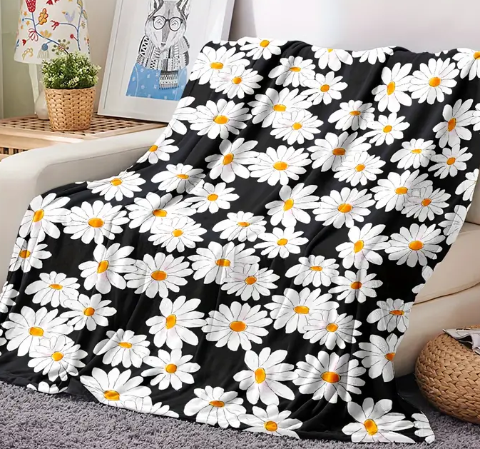 Daisy Print Soft Warm Throw Blanket