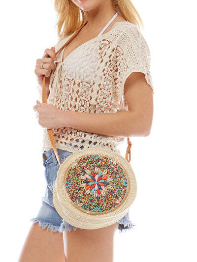 Ivory Beaded Boho Handbag