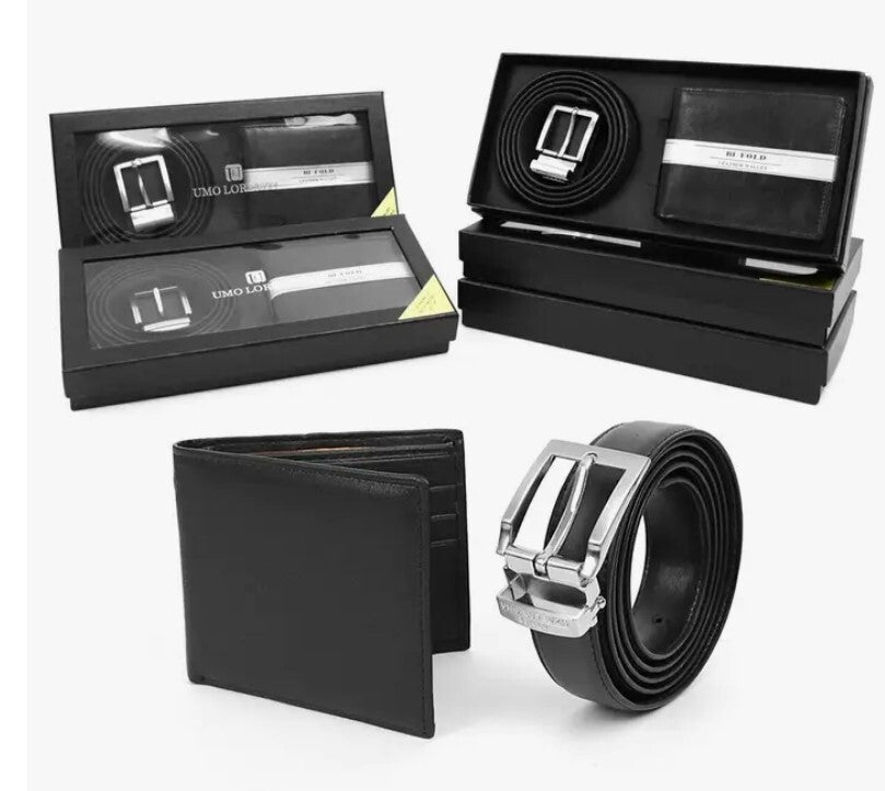 Men's Black Wallet & Belt Set