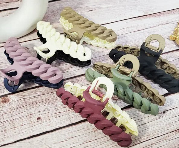 Large Two Color Fashion Chain Hair Jaw Clip