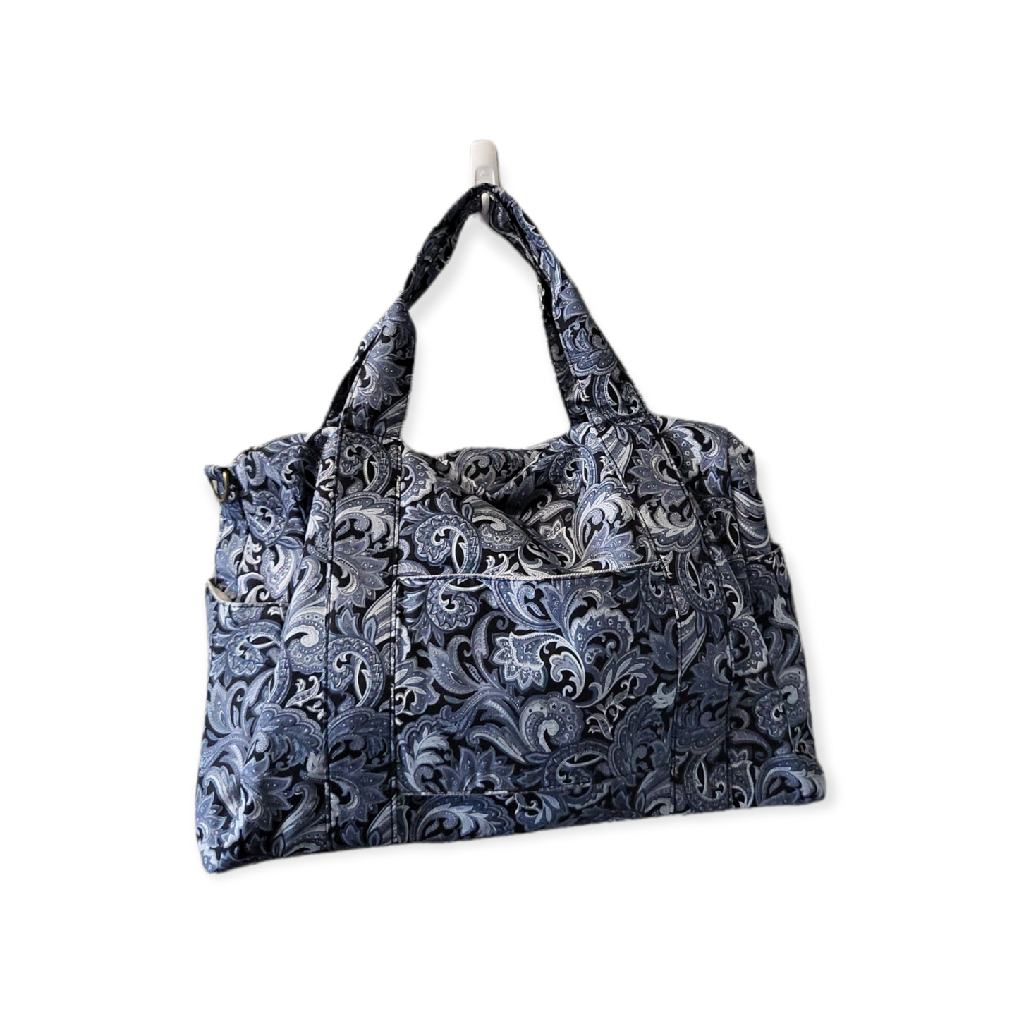 Navy & Blue Paisley Fabric Duffel