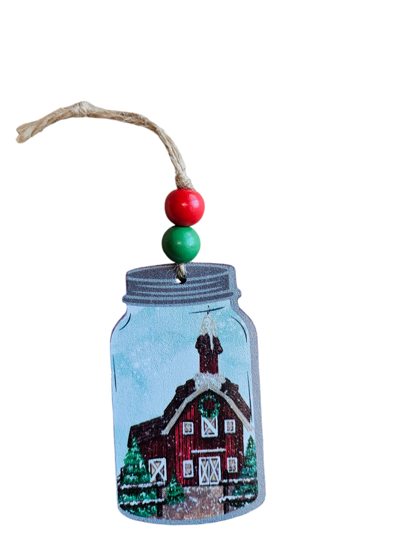 Country Barn Mason Jar Ornament