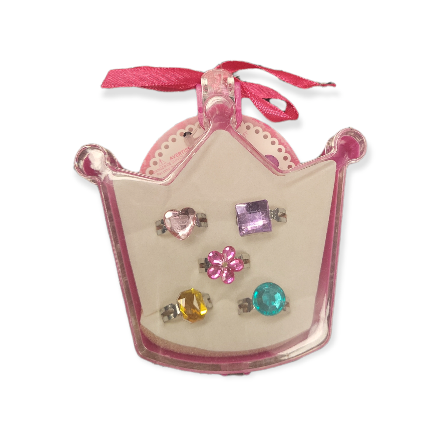 5 PC Stone Ring In Crown Box