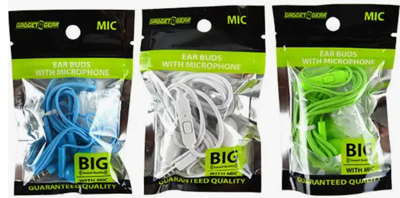 Gadget Gear Bagged Neon Earbuds W/Mic