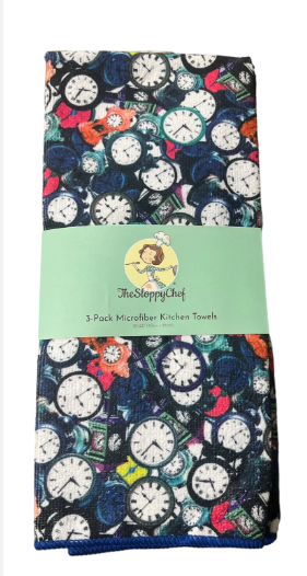 3-Pack Microfiber Multi Color Clocks Kitchen Towel