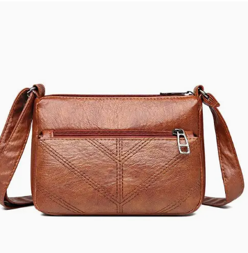 Soft Leather Square Messenger Handbag