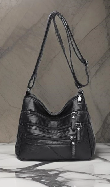 Multi Zipper Pocket Crossbody Shoulder Bag
