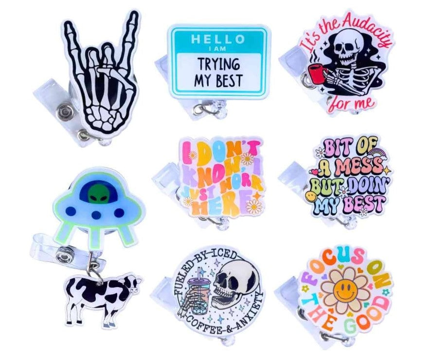 Funny Nurse Badge Reels-Assorted Designs