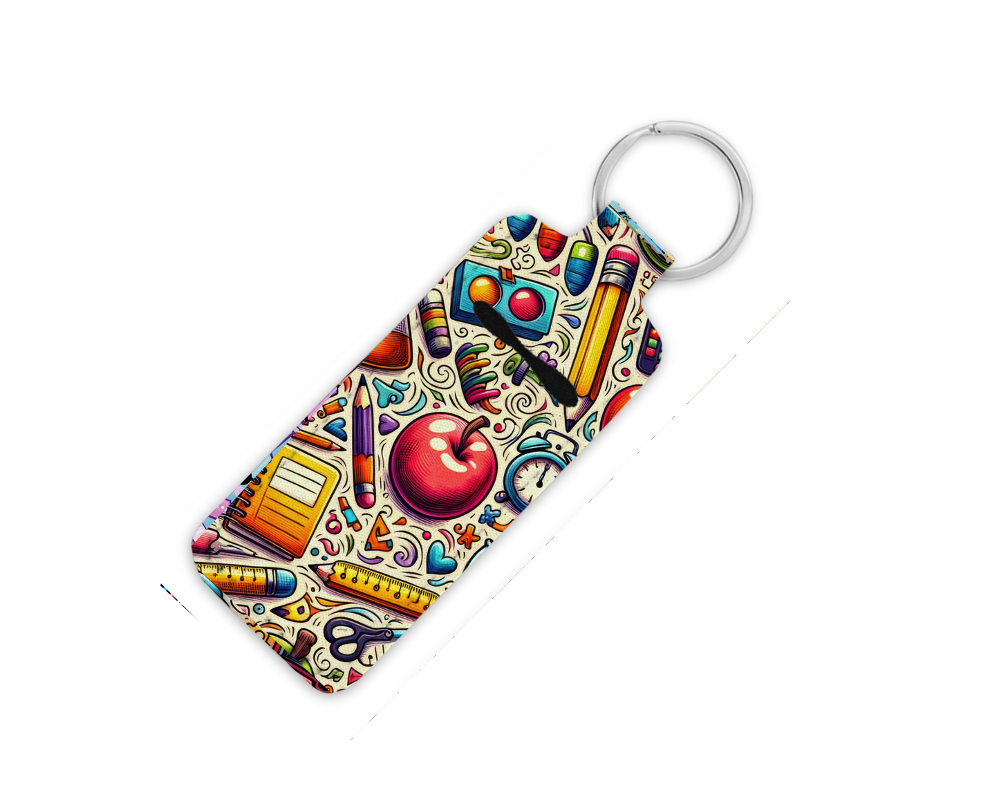 Swirls and Teacher Supplies Lip Balm Key Chain