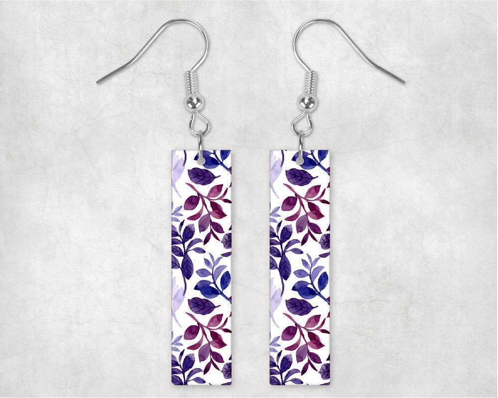 Stamped Leaves Bar Earrings