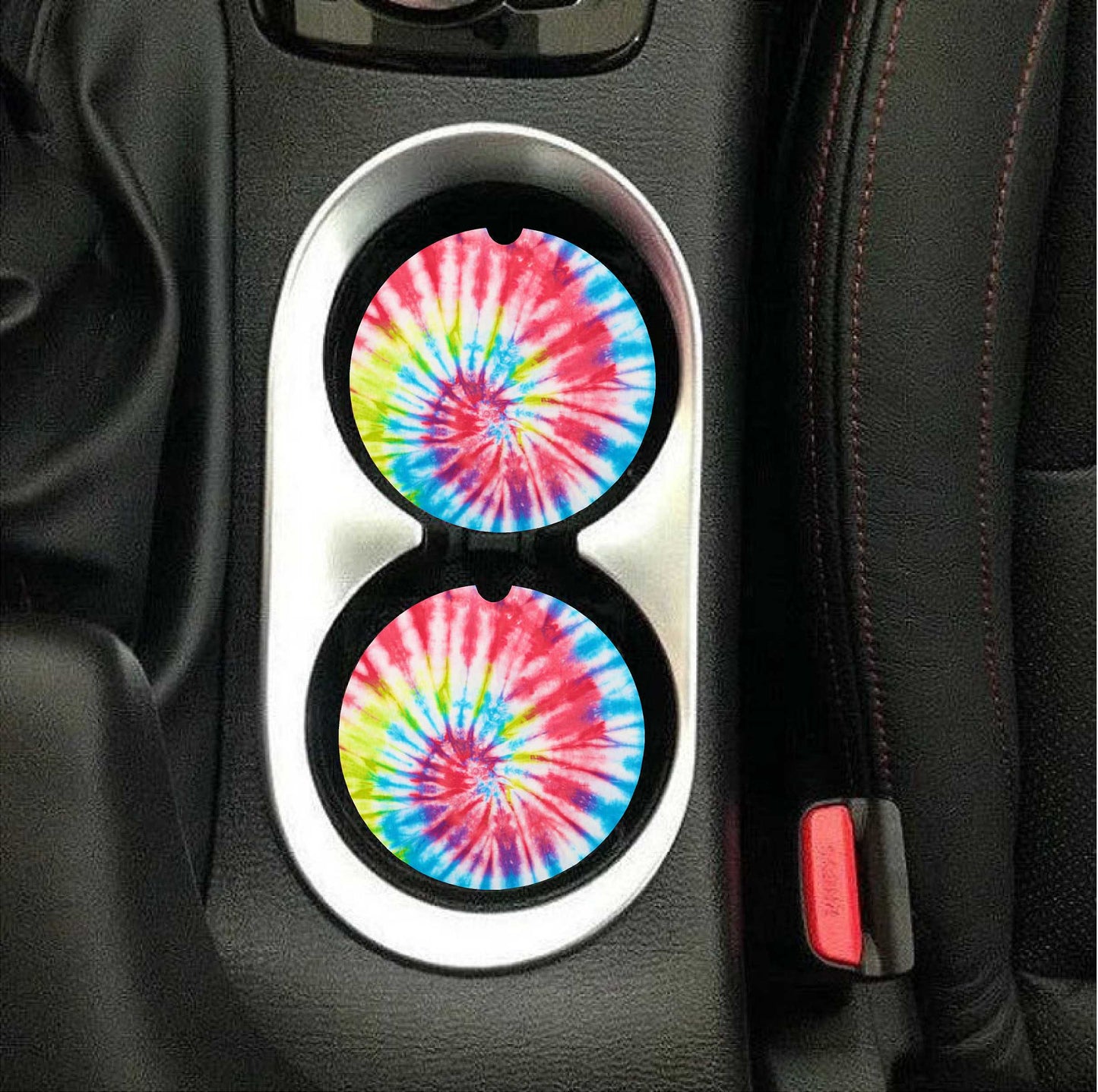 Red & Blue Tie Dye Car Coasters