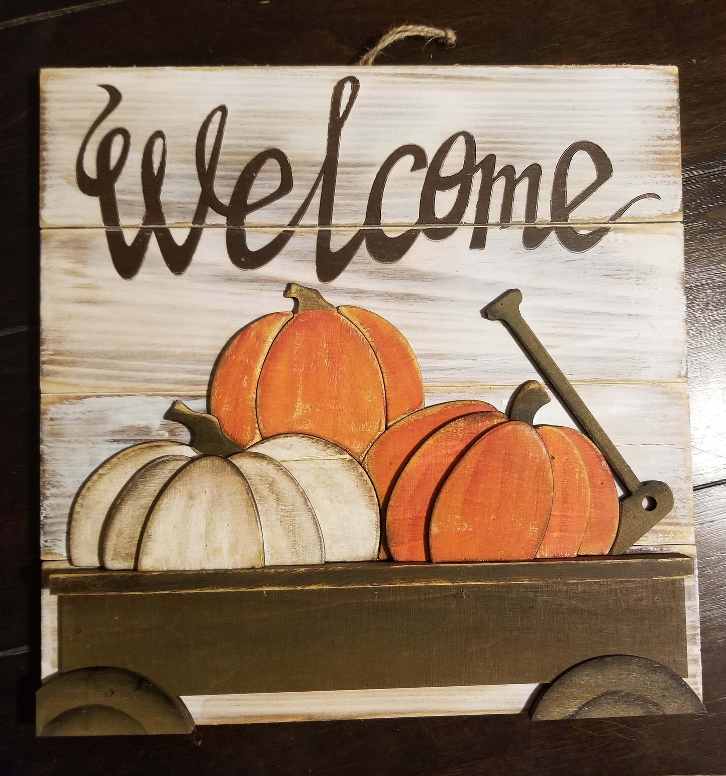 Welcome Hanging Wood Sign