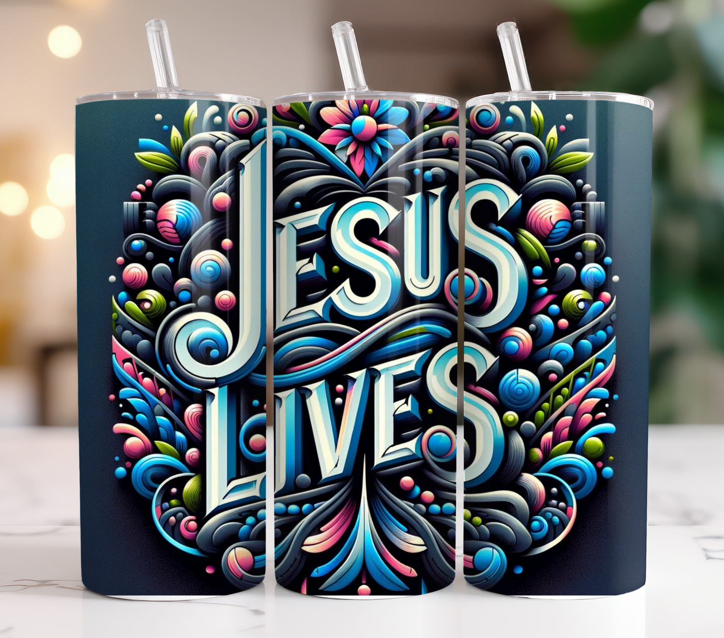 20 oz Jesus Lives Skinny Tumbler