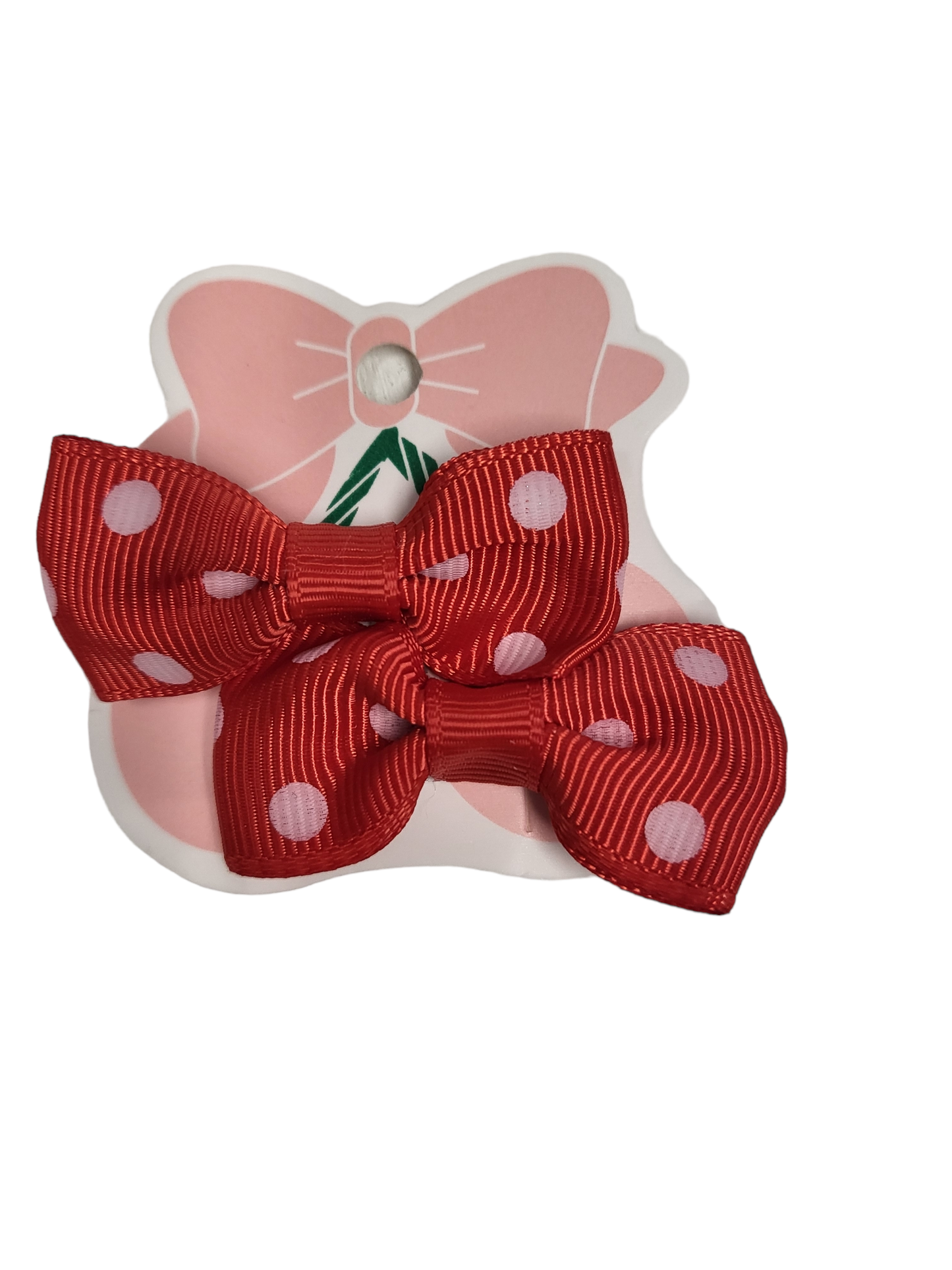 2 PC Red & White Polka Dot Tiny Bows