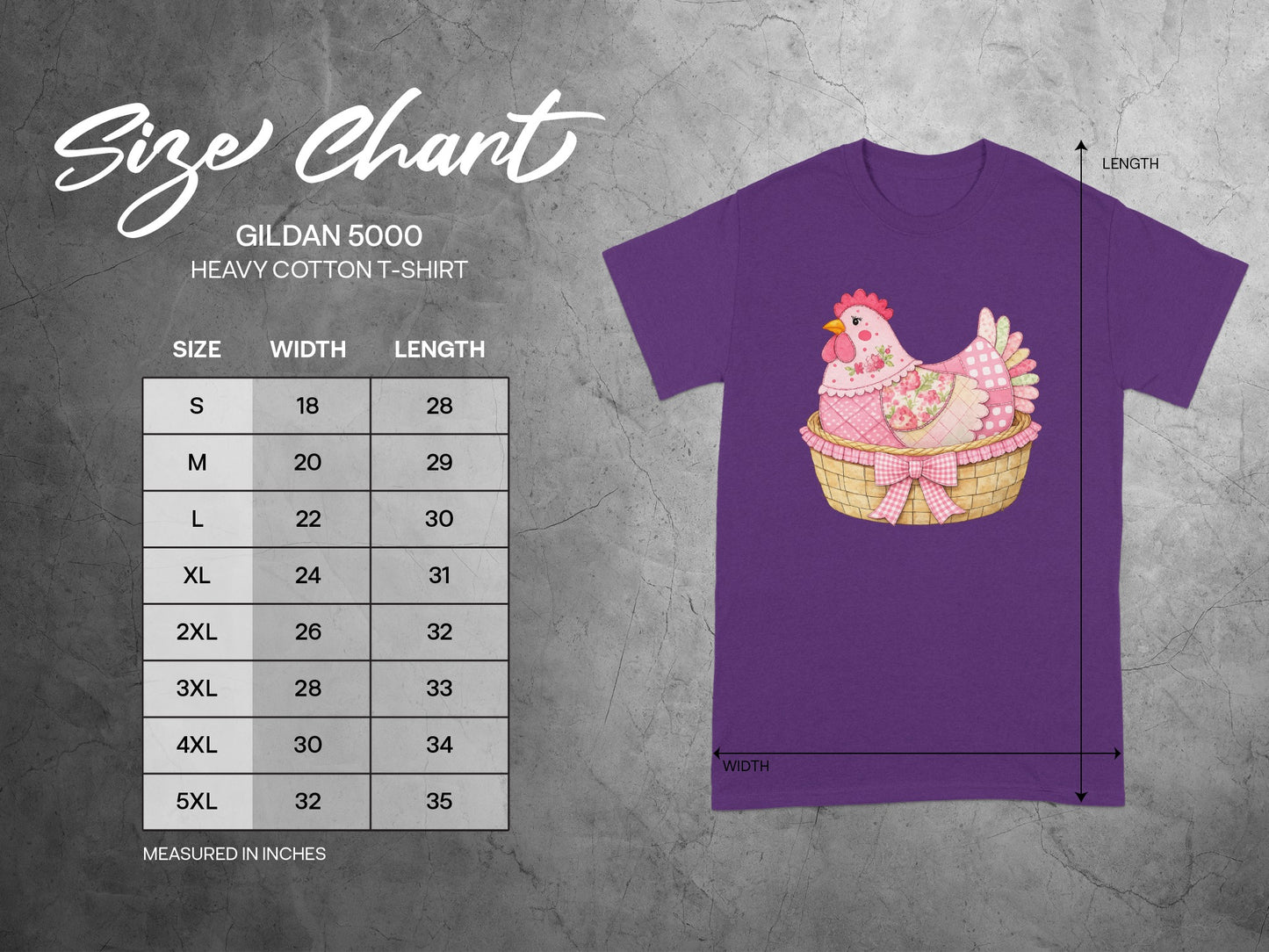 Purple T-Shirt with Chicken in Basket Design Graphic Tee