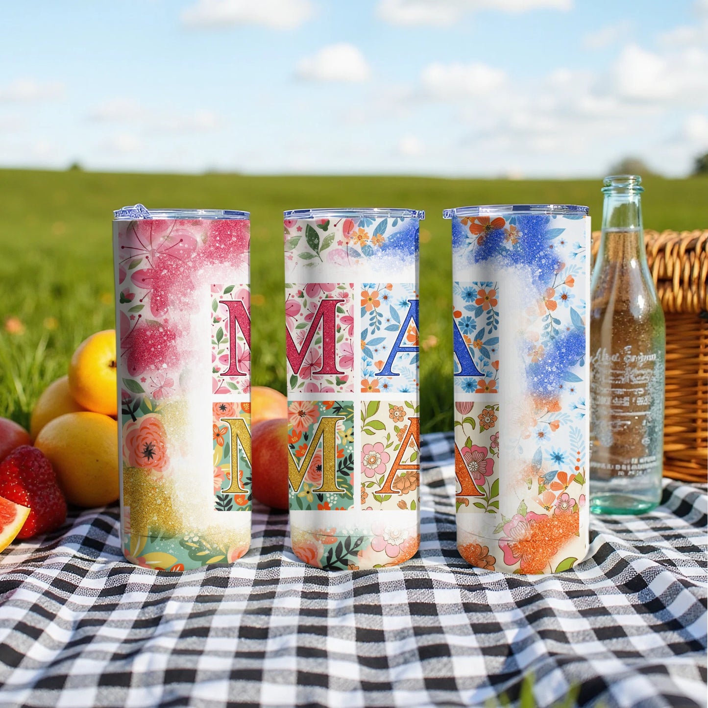 Floral Design Mama Insulated Tumbler for Easy Hydration