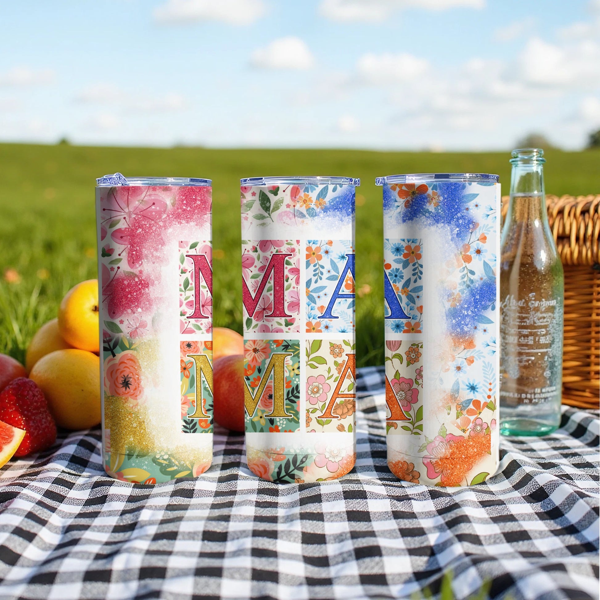 Floral Design Mama Insulated Tumbler for Easy Hydration