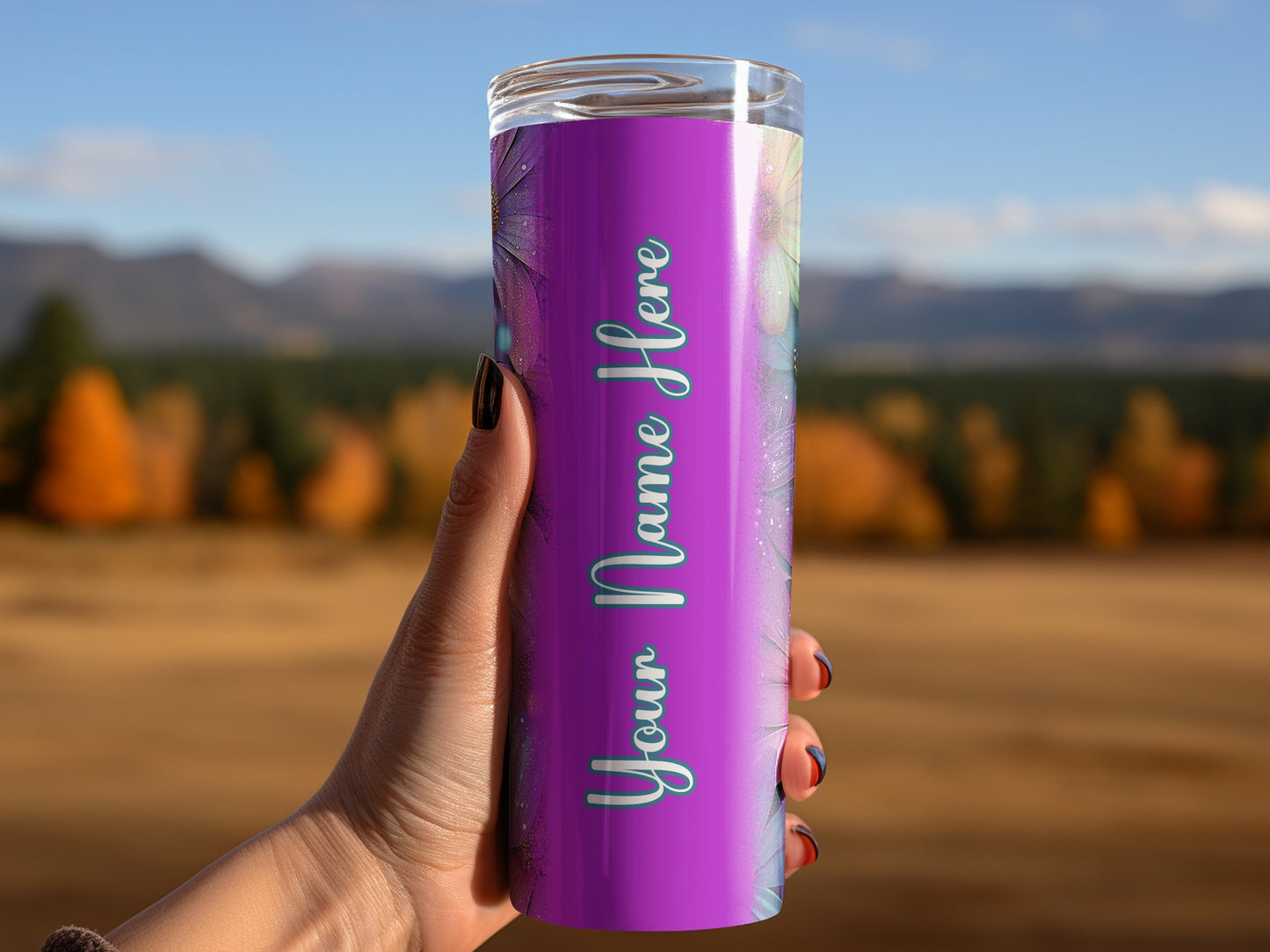 Purple Custom Name Flower Tumbler Drinkware product type