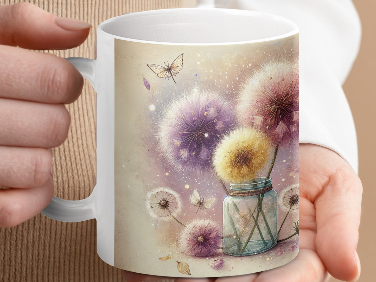 Whimsical Dandelion Butterfly Jar Sparkle Mug product type
Mug
Dandelion
Butterfly
Floral
Whimsical
Dreamy
Sparkle
Purple
Yellow
Pink
Nature
Garden
Jar
Boho
Watercolor
Artistic
Spring
Summer
Gift
Coffee Cup