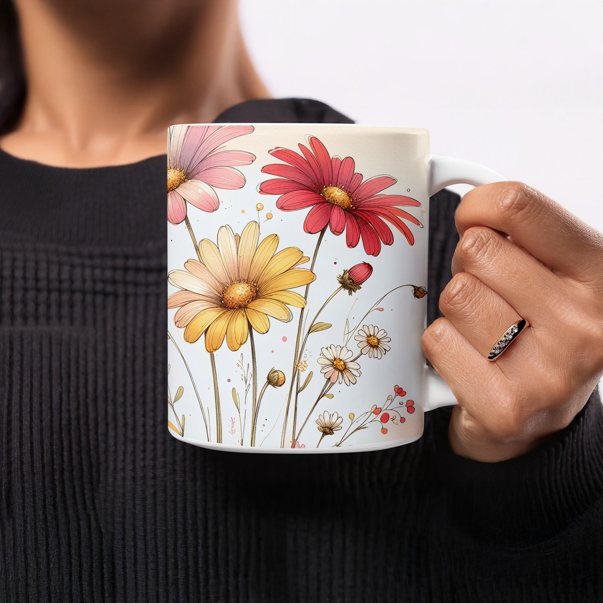 Pink Red Yellow Daisy Flower Garden Mug product type
Mug
Coffee Cup
Tea Cup
Floral
Flowers
Daisy
Pink Flower
Red Flower
Yellow Flower
Watercolor
Nature
Garden
Botanical
Drinkware
Gift Idea
Present
Home Decor
Kitchenware
Springtime
Cheerful
Flower Art