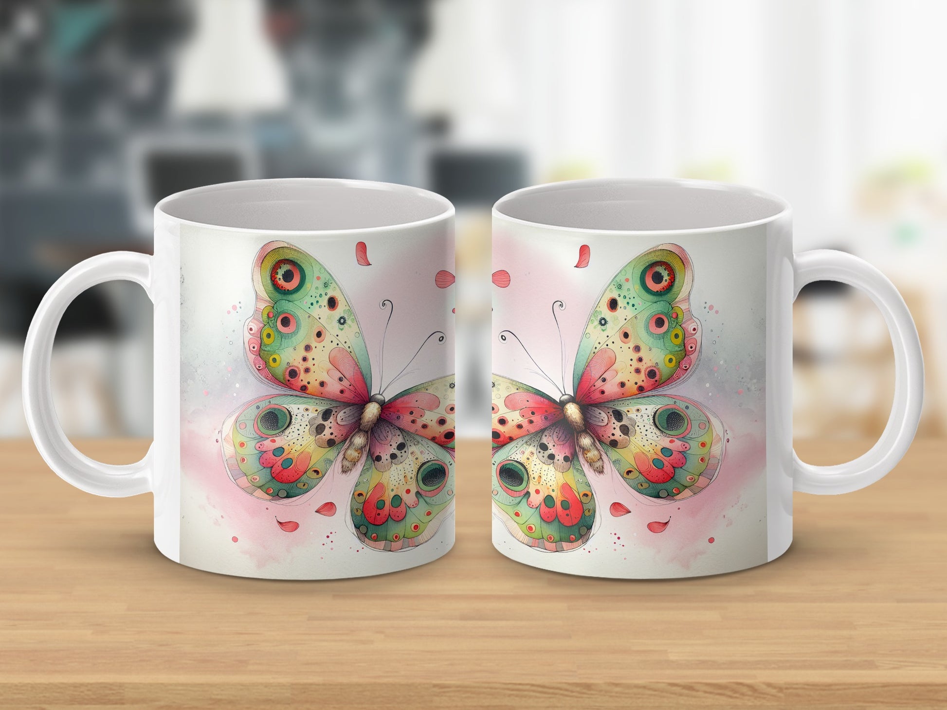 Colorful Butterfly Whimsical Artistic Design White Mug product type