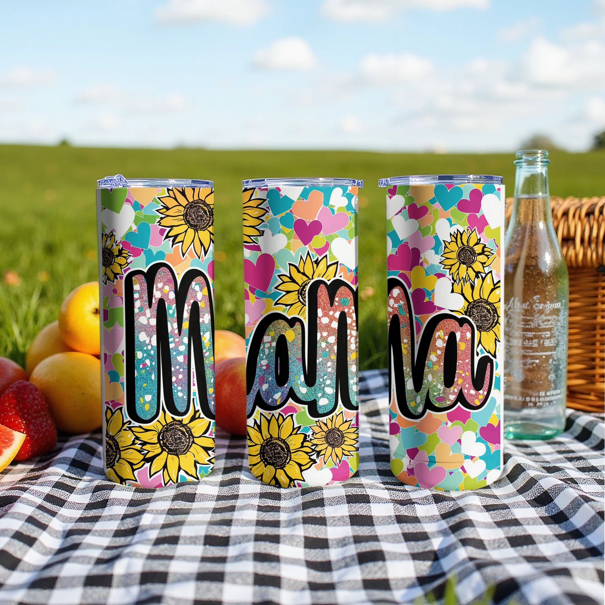Colorful Sunflower Mama Tumbler Cup for Moms Gifts
