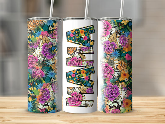 Colorful Floral Design Tumbler Cups Set of Three