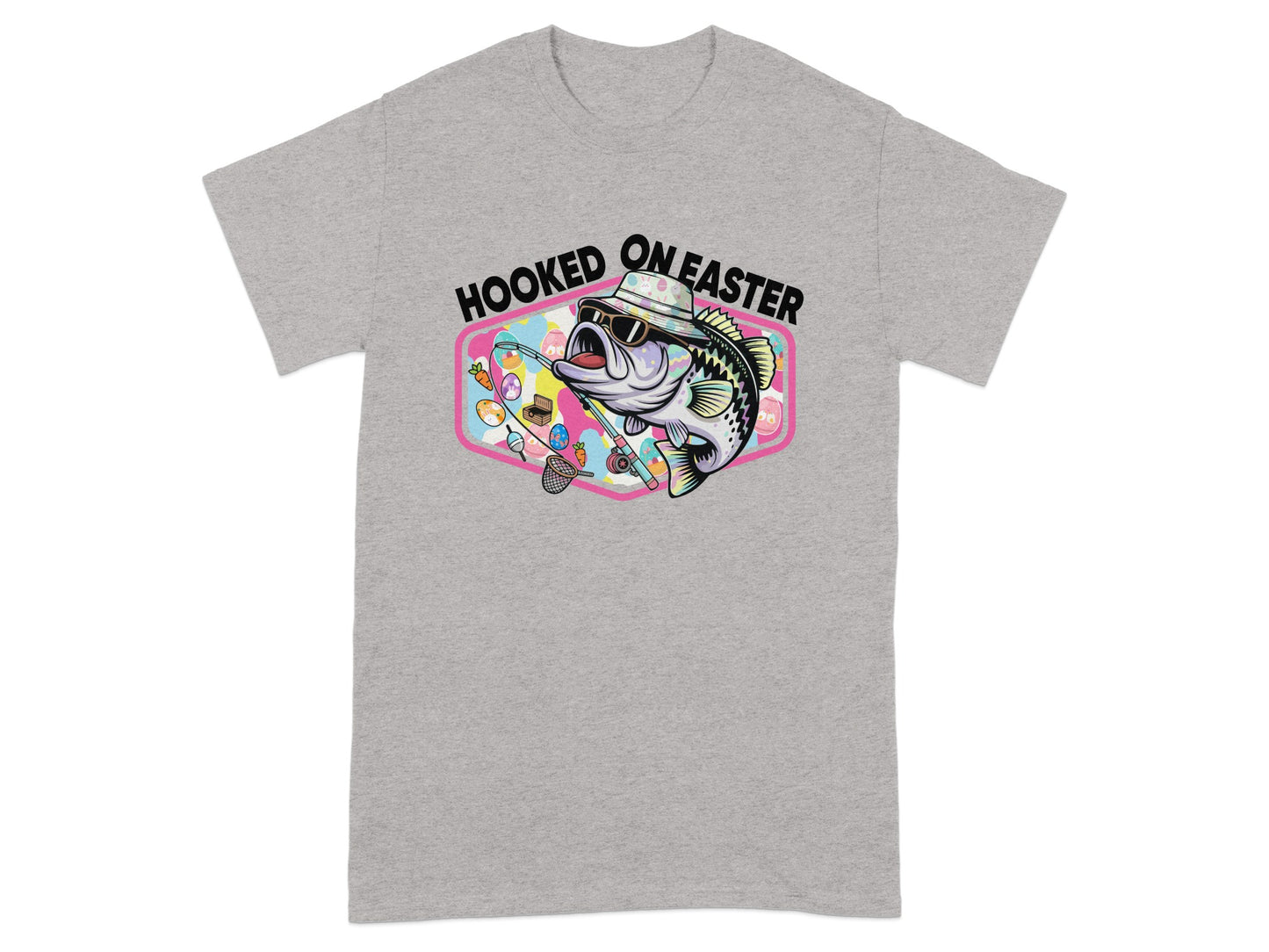 Hooked On Easter Fun Graphic T-Shirt for Fishing Lovers