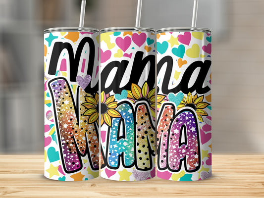 Colorful Mama Design Hearts and Sunflower Tumbler