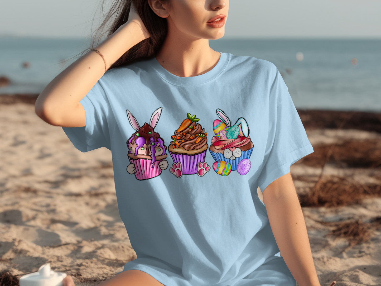 Cute Easter Cupcake Bunnies Graphic Shirt