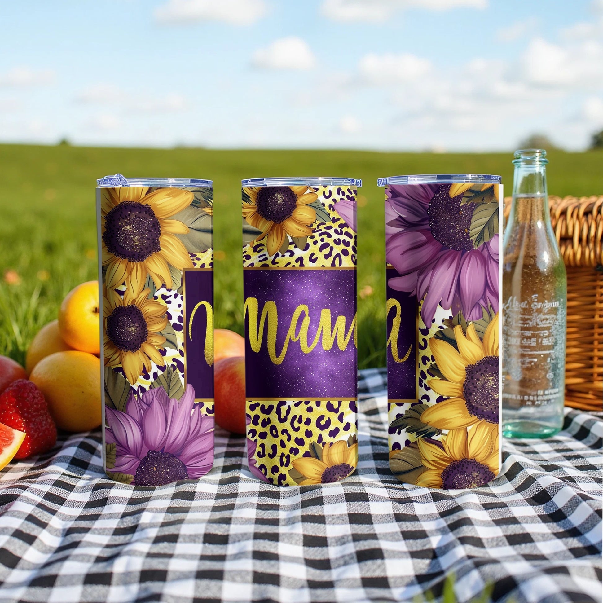 Sunflower and Leopard Print Personalized Tumbler