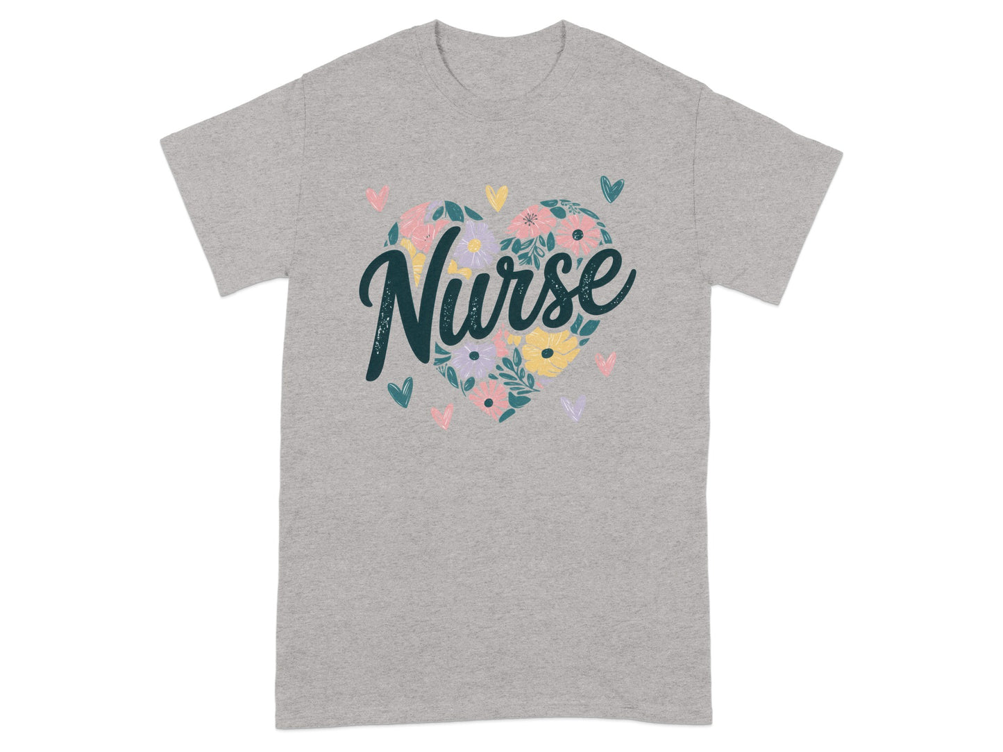 Floral Heart Design Nurse T-shirt for Medical Staff