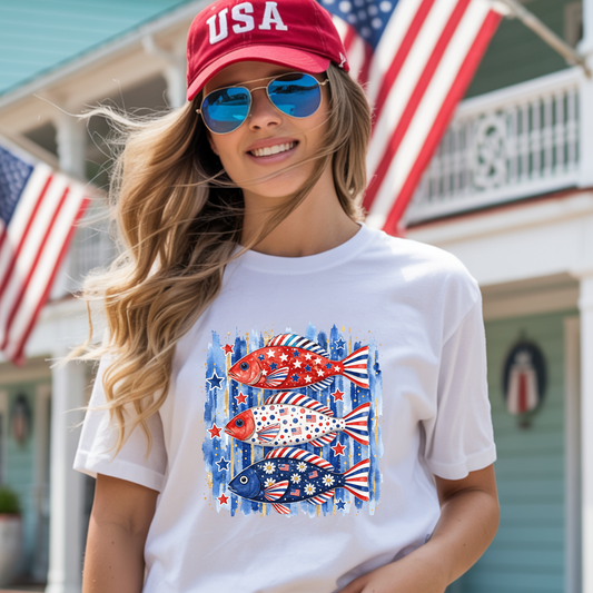 Patriotic Fish USA 4th of July T-Shirt